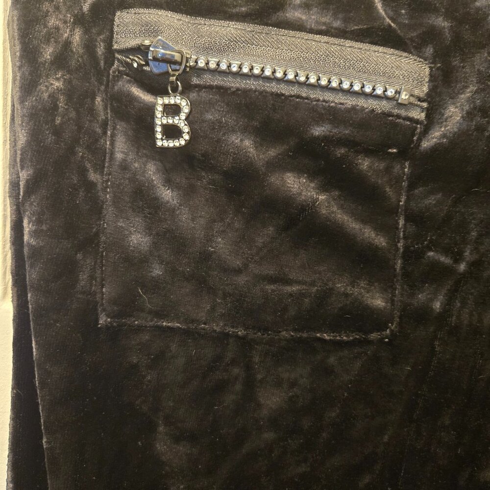 NWT BCBG MAXAZRIA Black Velour Zip-Up Hoodie & Capris Set Women's Size XLARGE - Picture 4 of 9